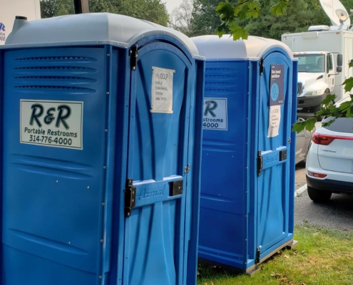 Portable toilets at golf event