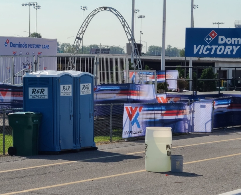 Portable toilets at raceway